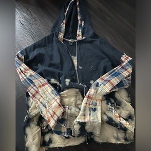 Bleached look flannel zip up